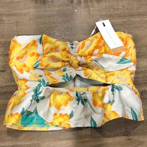 floral brocade tube top